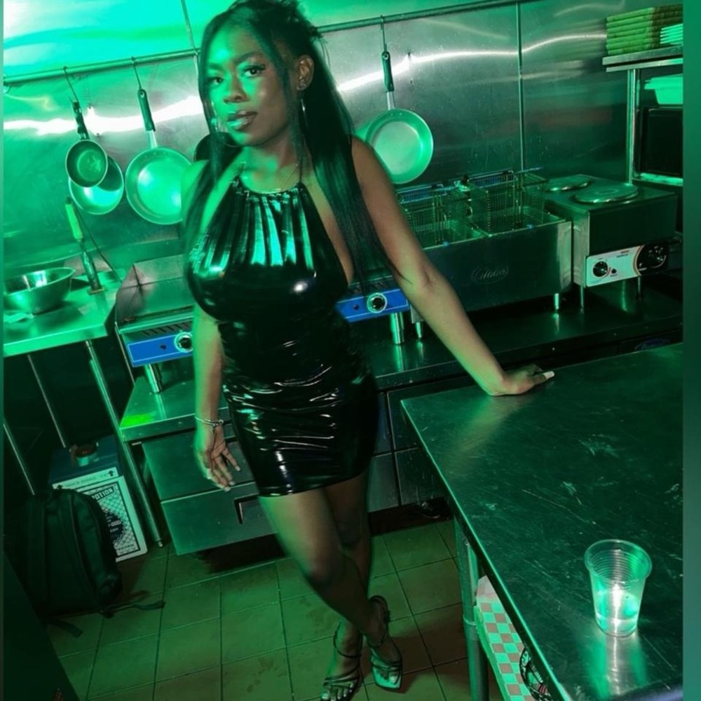 Black latex Halter Dress